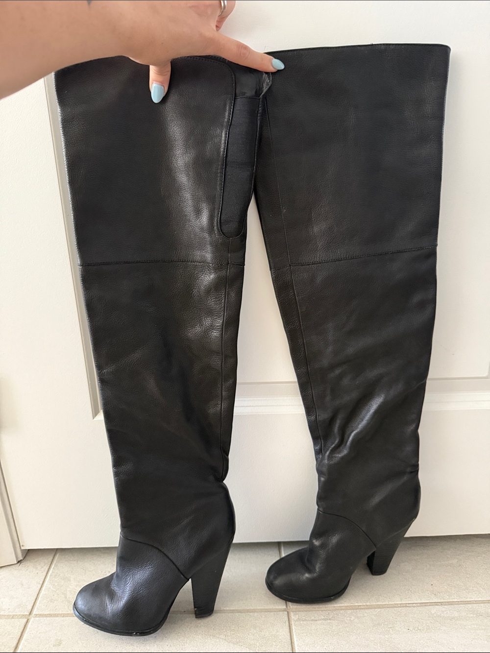 Aldo Black Over-the-Knee Leather Boots